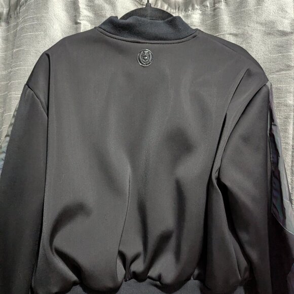 Cyberdog Cropped Bomber Flight Jacket Black Reflective Large - Picture 5 of 7